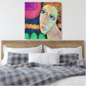 Abstract digitaal portret van een vrouw canvas afdruk (Insitu (Slaapkamer))