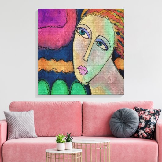 Abstract digitaal portret van een vrouw canvas afdruk (Insitu (Woonkamer))