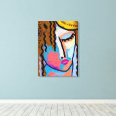 Abstract digitaal portret van een vrouw canvas afdruk (Insitu (Houten vloer))