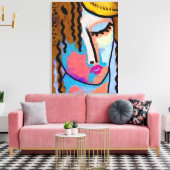 Abstract digitaal portret van een vrouw canvas afdruk (Insitu (Woonkamer))