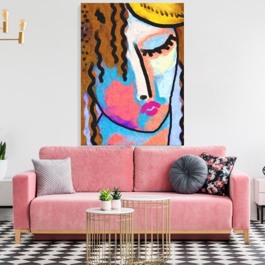 Abstract digitaal portret van een vrouw canvas afdruk (Insitu (Woonkamer))