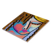 Abstract digitaal portret van een vrouw tegeltje (Zijkant)