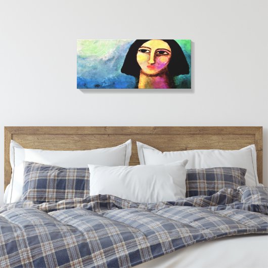 Abstract digitaal portret zonder titel van een vro canvas afdruk (Insitu (Slaapkamer))