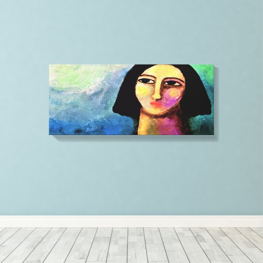 Abstract digitaal portret zonder titel van een vro canvas afdruk (Insitu (Houten vloer))