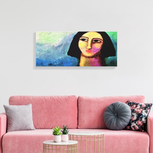 Abstract digitaal portret zonder titel van een vro canvas afdruk (Insitu (Woonkamer))