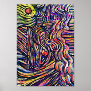 abstract digitaal schilderend poster met "gebogen"