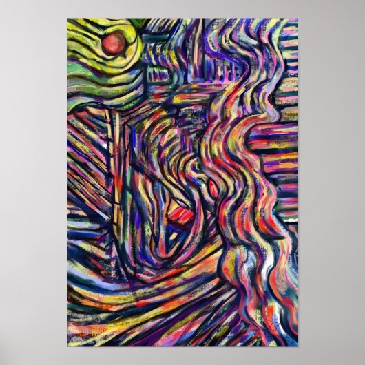 abstract digitaal schilderend poster met "gebogen" (Voorkant)