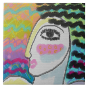 Abstract digitaal schilderij van een wilde vrouw tegeltje