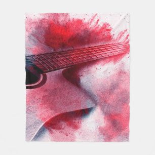 Abstract digitaal schilderij van gitarart, abstrac fleece deken
