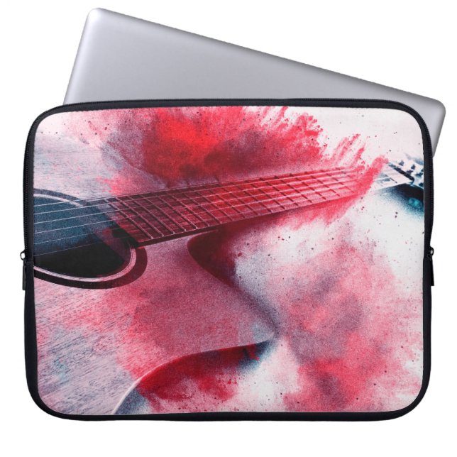 Abstract digitaal schilderij van gitarart, abstrac laptop sleeve (Voorkant)