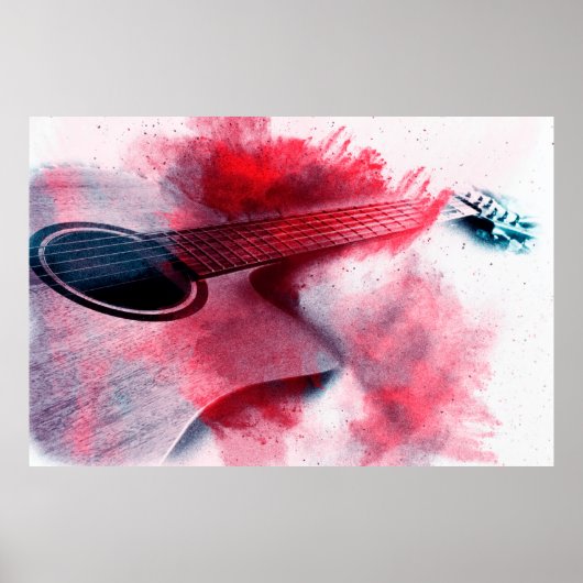 Abstract digitaal schilderij van gitarart, abstrac poster (Voorkant)
