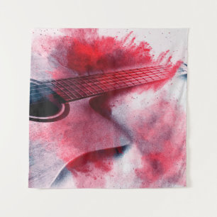Abstract digitaal schilderij van gitarart, abstrac wandkleed