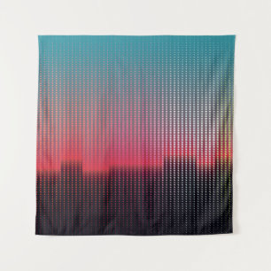 Abstract digitaal stedelijk landschap van kleurrij wandkleed