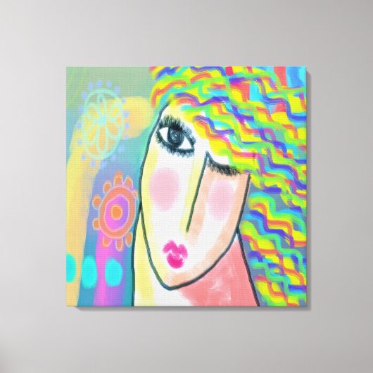 Abstract digitaal voorjaarsportret van een vrouw canvas afdruk (Voorkant)