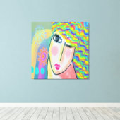 Abstract digitaal voorjaarsportret van een vrouw canvas afdruk (Insitu (Houten vloer))