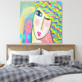Abstract digitaal voorjaarsportret van een vrouw canvas afdruk (Insitu (Slaapkamer))