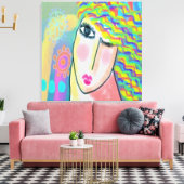 Abstract digitaal voorjaarsportret van een vrouw canvas afdruk (Insitu (Woonkamer))