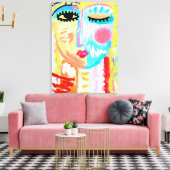 Abstract digitaal webbende portret van een vrouw canvas afdruk (Insitu (Woonkamer))