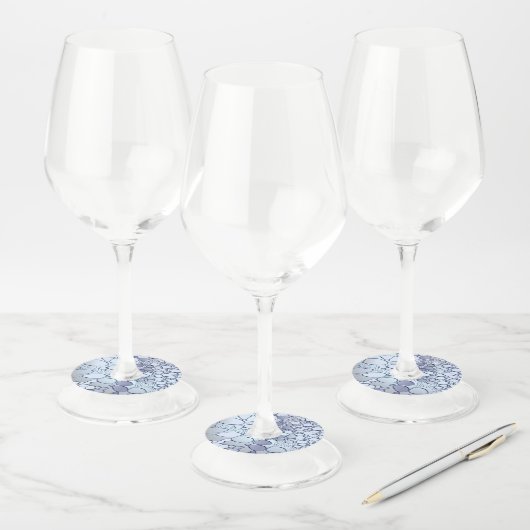 Abstract digitaal werk 6 wijnglaslabel (Set)