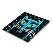 Abstract digitaal zwart kattenschilderij tegeltje (Zijkant)