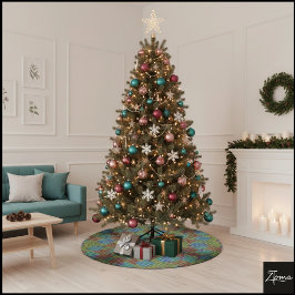 Abstract Digital Diamond Grid Geometric Blocks Kerstboom Rok