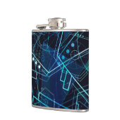 Abstract Digital Geometric Data Blue Art Heupfles (Links)