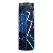 Abstract Digital Geometric Data Blue Art Thermosbeker (Achterkant)