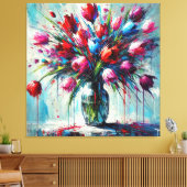 Abstract Digital Painting – Colorful Tulip Bouquet Canvas Afdruk (Insitu (Woonkamer))