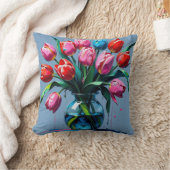 Abstract Digital Painting – Colorful Tulip Bouquet Kussen (Deken)