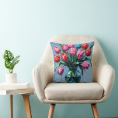 Abstract Digital Painting – Colorful Tulip Bouquet Kussen (Stoel)