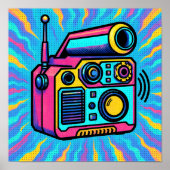 Abstract Digital Pattern Glitch Pop Wallpaper Poster (Voorkant)