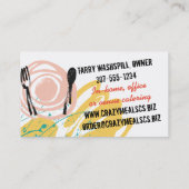 Abstract diner bord gereedschap kok catering visitekaartje (Achterkant)