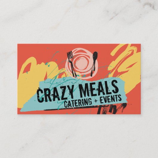 Abstract diner bord gereedschap kok catering visitekaartje (Voorkant)