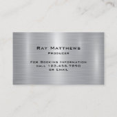 Abstract Disc DJ Faux Silver Brushed Steel Metal Visitekaartje (Achterkant)