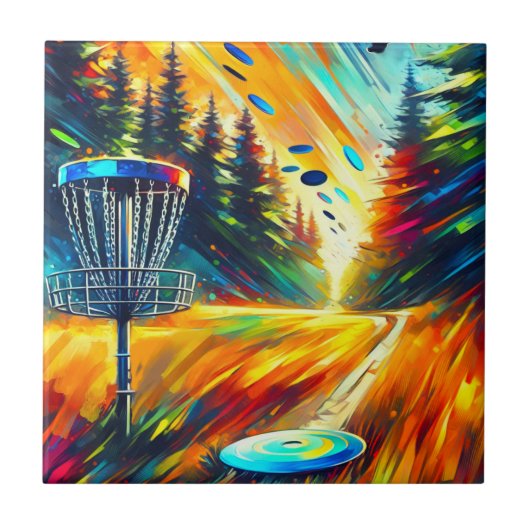 Abstract Disc Golf Art Tegeltje (Voorkant)