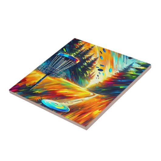 Abstract Disc Golf Art Tegeltje (Zijkant)