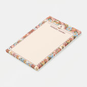 Abstract Ditsy Bloemen Retro Monogram Naam Post-it® Notes (Schuin)