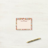 Abstract Ditsy Bloemen Retro Monogram Post-it® Notes (Op bureau)