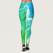 abstract diverse schuurtjes van groene kleur, vloe leggings (Achterkant)