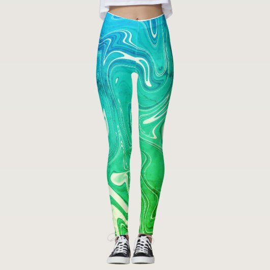 abstract diverse schuurtjes van groene kleur, vloe leggings (Voorkant)