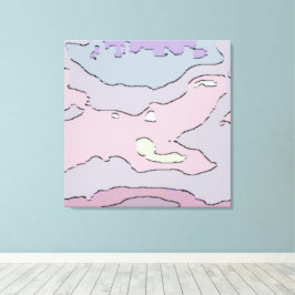 Abstract doek in droomachtige pasteltinten | Roze Canvas Afdruk