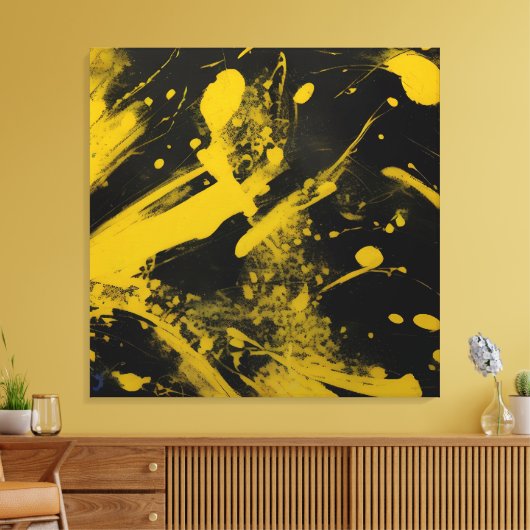 Abstract doekje met zwarte achtergrond canvas afdruk (Insitu (Woonkamer))