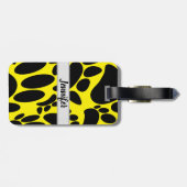 Abstract Dog Pawprint Yellow Custom Naam Bagagelabel (Achterkant horizontaal)