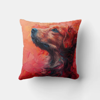 Abstract dog portrait in vibrant red hues. Generat Kussen