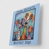 Abstract Dogs blue Vierkante Klok (Hoek)