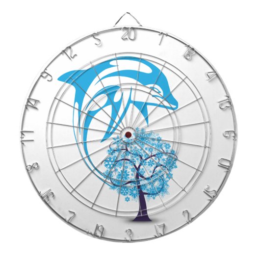 Abstract Dolphin Metal Cage Dartboard Dartbord (Voorkant)