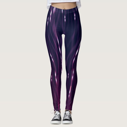 Abstract donker Paars Leggings (Voorkant)