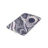 Abstract donkerblauw en grijs vloeibaar wervelt on badmat (Gekanteld)