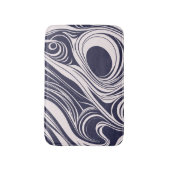 Abstract donkerblauw en grijs vloeibaar wervelt on badmat (Voorkant Verticaal)