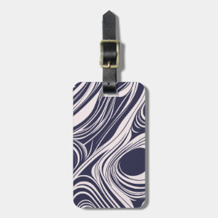 Abstract donkerblauw en grijs vloeibaar wervelt on bagagelabel